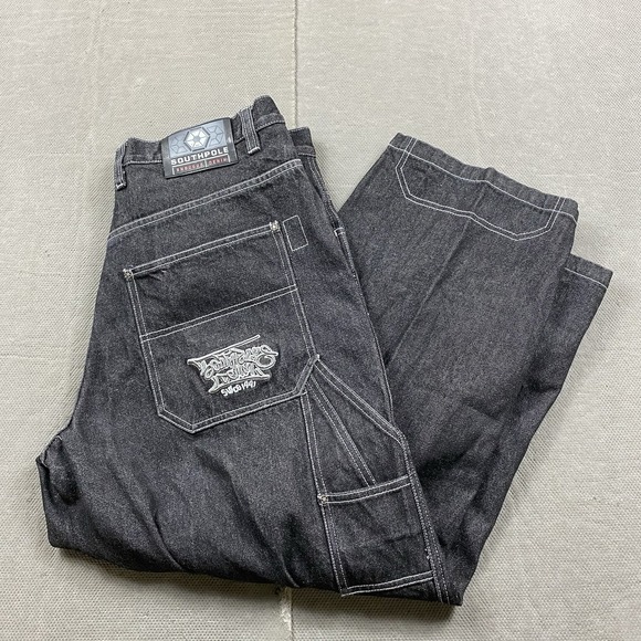 Southpole Other - Vintage Southpole Jeans Mens 36x29 Black Carpenter Baggy Wide Skater Embroidered
